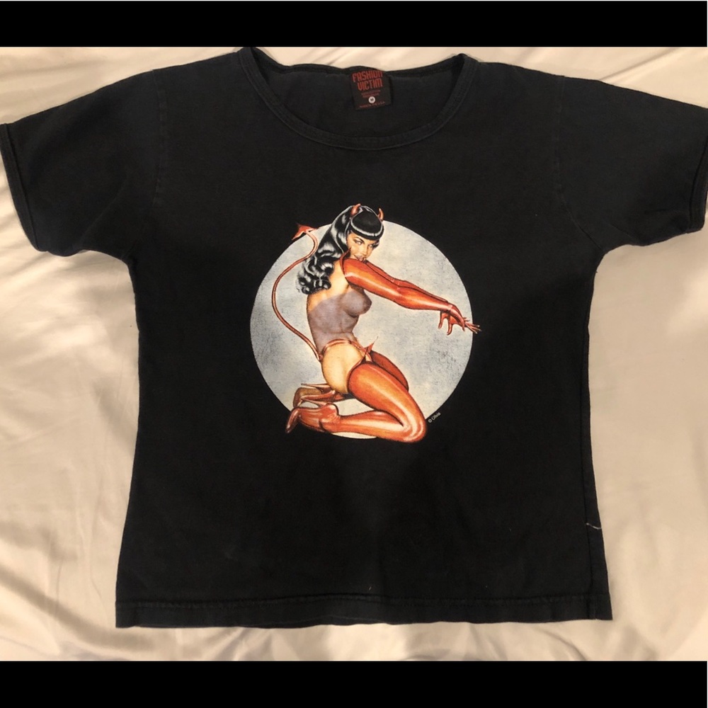 Vintage Fashion Victim Bettie Page shirt.